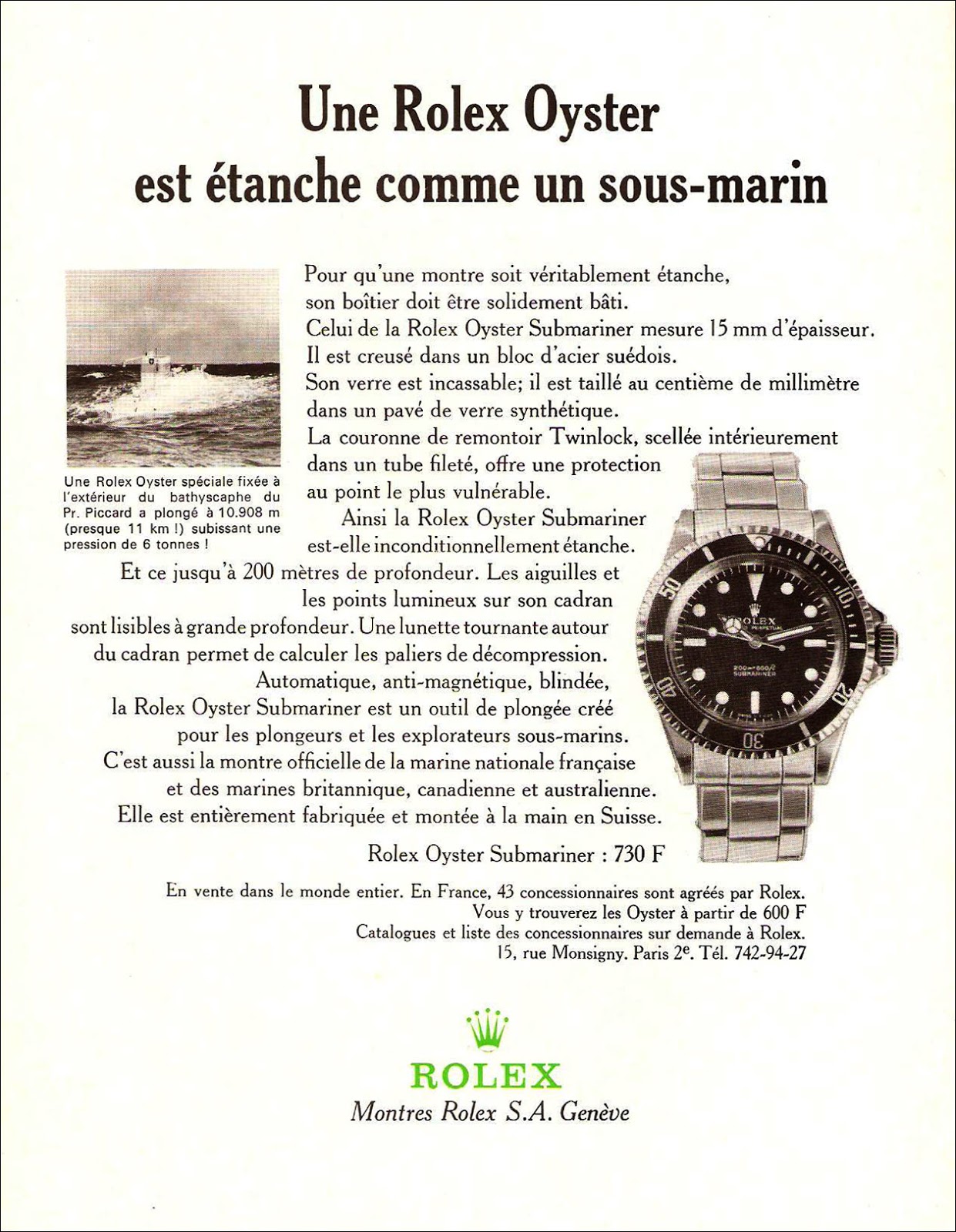 rolex submariner advert